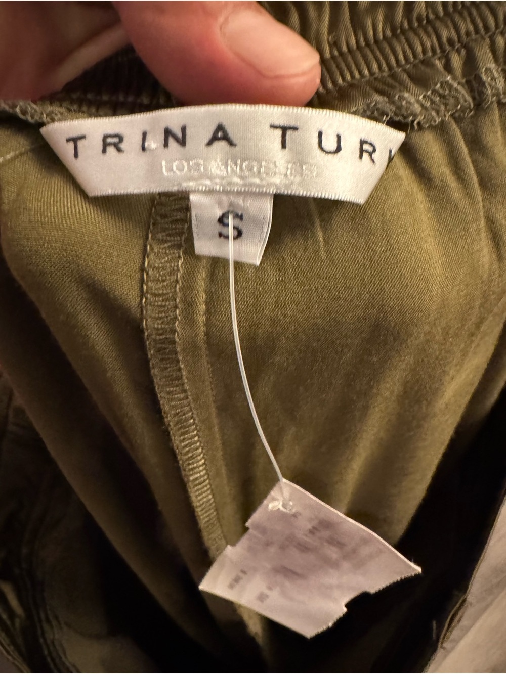 Trina Turk Olive Satin Utility Jogger Pants Women’s Small Adjustable Hem - Picture 5 of 5